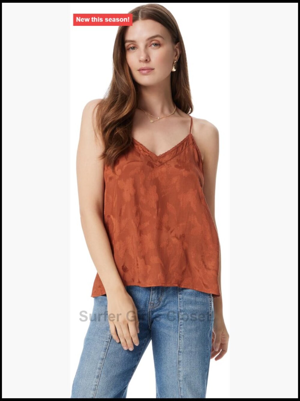 Viscose Spaghetti Strap Cami Tank Top V-Neck Sleeveless Loose Fit